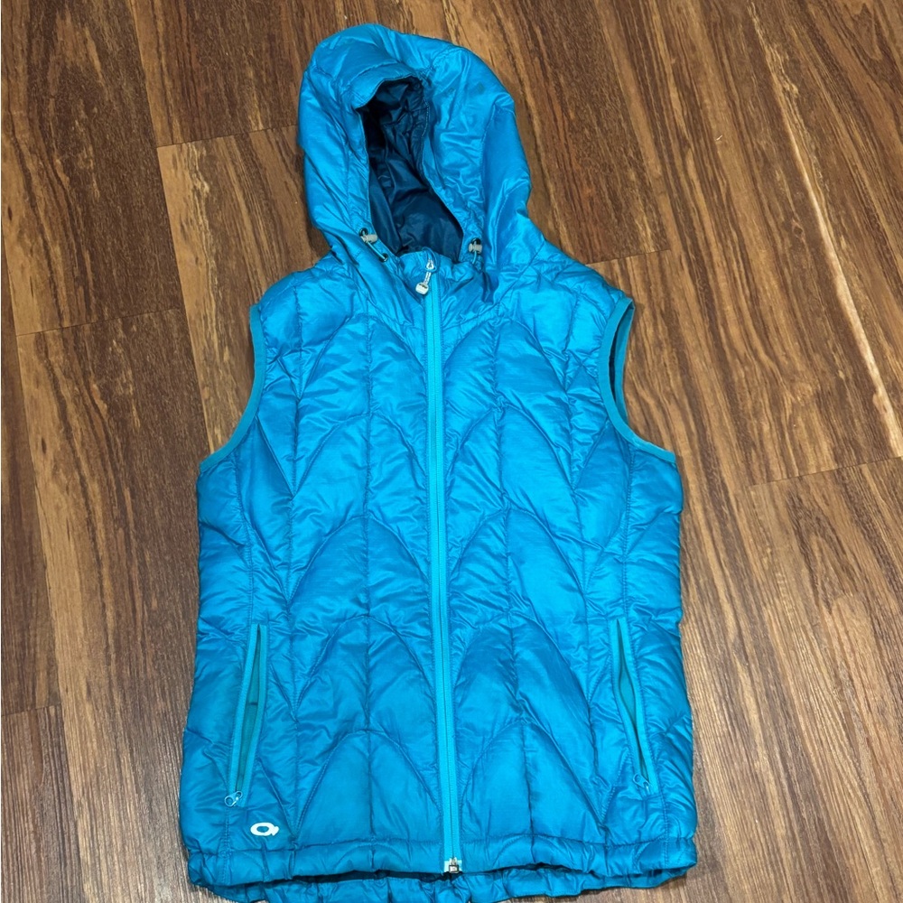 Outdoor Research Blue Puffer Hooded Vest